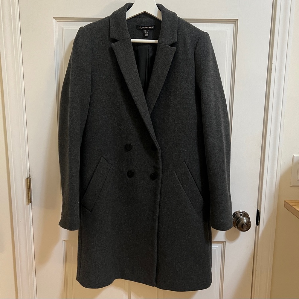 Zara Gray Wool Coat EUC - Picture 3 of 5